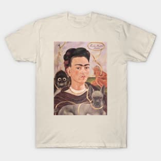 Self Portrait with Small Monkey by Frida Kahlo T-Shirt